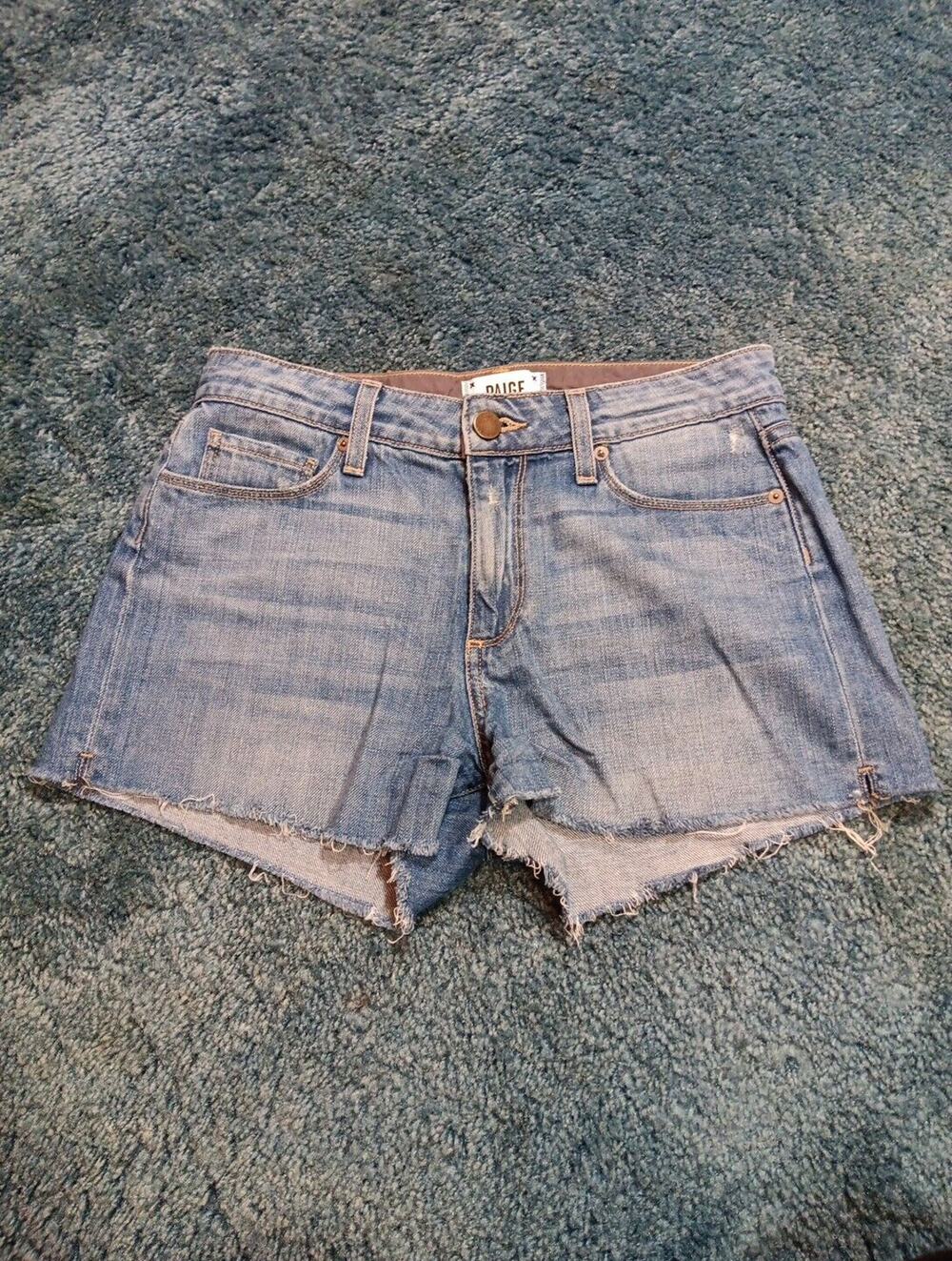 Paige Womens 24 Callie Denim Short Raw Hem Frayed Blue 100% Cotton USA Made